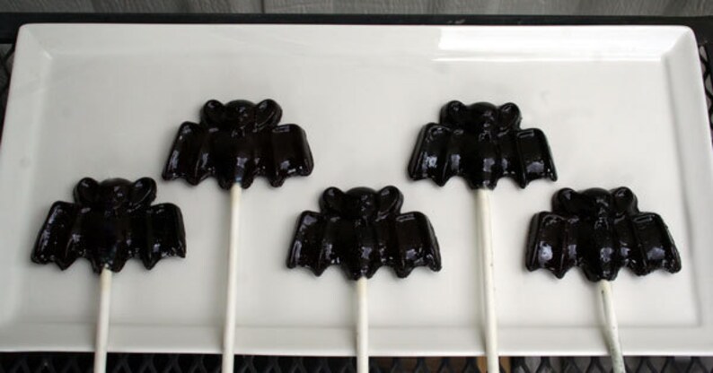 Halloween Black Vampire Bat Lollipops Hard Candy Lollipops 5 Lollipop Pack Cake Decorations, Wedding Favors, Party Favors image 2