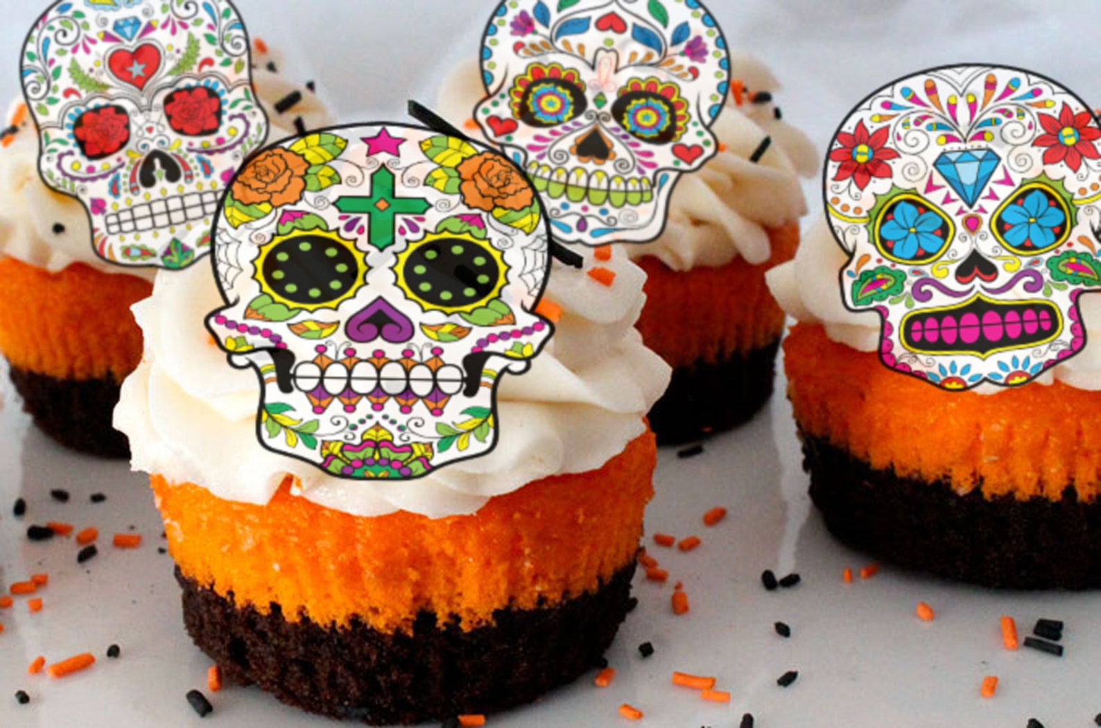 Edible Halloween Cake Decorations Sugar Skulls Cupcake and Etsy