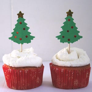Christmas Tree Cupcake Toppers, Cake Toppers, Set of 12 Christmas Trees, Custom Party Decor, Christmas Party Decor, Winter Wedding Decor