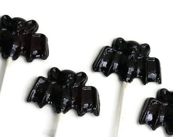 Halloween Black Vampire Bat Lollipops - Hard Candy Lollipops- 5 Lollipop Pack - Cake Decorations, Wedding Favors, Party Favors