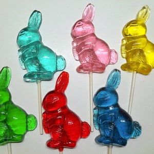 Large Bunny Lollipops, Set of 6, Easter Candy, Spring Celebration Party Favors, Easter Bunny, Rabbits in Various Colors and Flavors