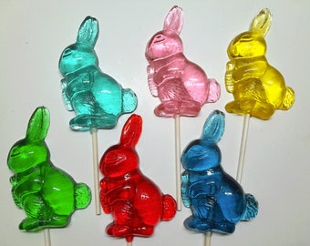 Large Bunny Lollipops, Single Lollipop, Easter Candy, Spring Celebration Party Favors, Easter Bunny, Rabbits in Various Colors and Flavors