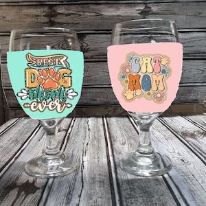 Dog and Cat Mom Wine Glass Sleeve, The Original Woozies, No More Sweaty Wine Glasses, Mother&#39;s Day Gift, House Warming Gift, Bachelorette