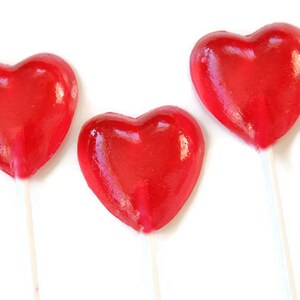 Red Hearts Wedding Favor Lollipops Valentines Day Hard Candy 6 Lollipop Pack Birthday Party, Wedding Favors, Party Favors image 2