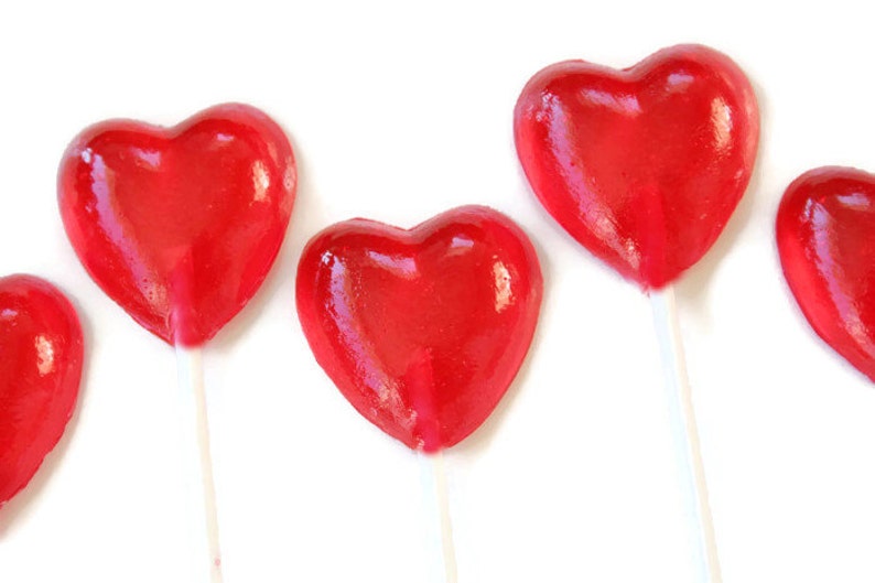 Red Hearts Wedding Favor Lollipops Valentines Day Hard Candy 6 Lollipop Pack Birthday Party, Wedding Favors, Party Favors image 2