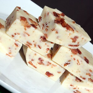 White Chocolate and Bacon Fudge 1/2 Pound About 9 Pieces, Christmas Fudge, Bacon Lovers Gift, Holiday Fudge, Christmas Candy, Bacon Gift image 2