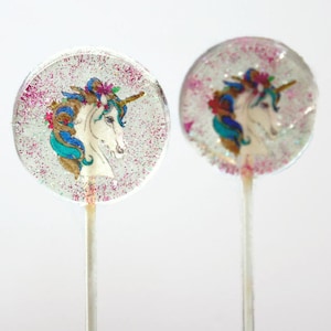 Unicorn Party Favor Lollipops, Unicorn Party Favors, 50 Edible Image Lollipops, Unicorn Childs Birthday Party Favors, Unicorn Wedding Favors image 1