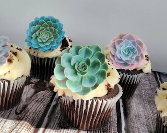 Edible Succulents Cake Decorations, Green Succulents, Cupcake and Cake Toppers,  Edible Cake Decorations, Succulents Decorations, DIY Cake