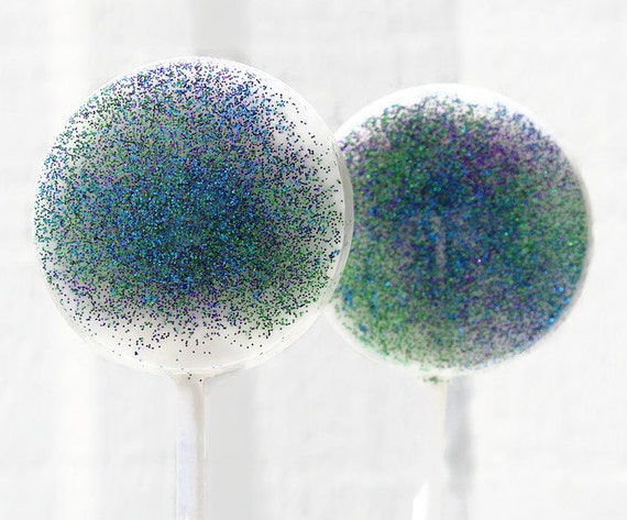 Peacock Wedding Favor Lollipops - Flat Round  with Edible Glitter  30 Lollipop Pack Peacock Wedding Favors, Party Favors, Black Tie Event
