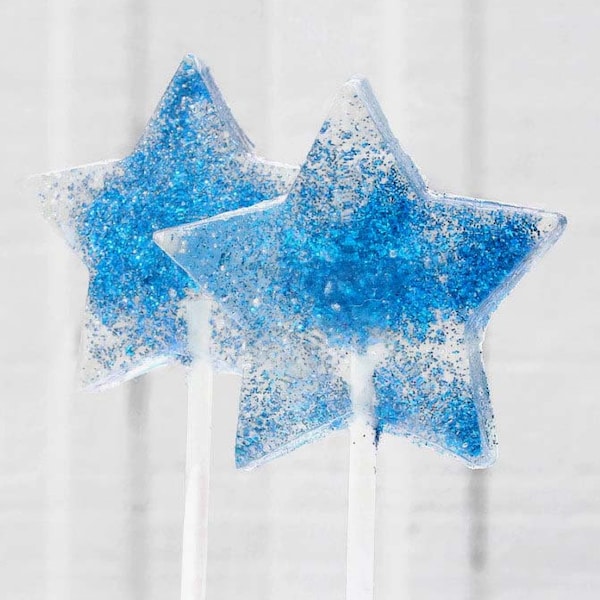 Blue Patriotic Stars Wedding Favor Lollipops with Edible Glitter - 5 Lollipop Pack - July 4th, 4th of July, American Wedding Favors