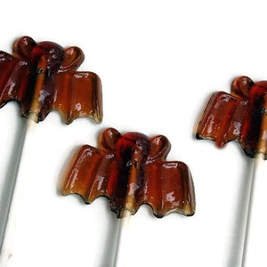 Halloween Vampire Bat Lollipops Root Beer Flavor Hard Candy 5 Lollipop Pack Cake Decorations, Wedding Favors, Party Favors image 1