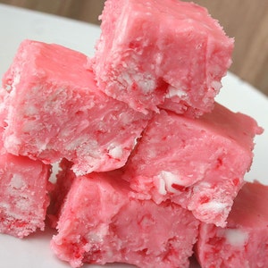 Pink Candy Cane Fudge 1 Pound About 18 Pieces, Christmas Fudge, Holiday Fudge, Christmas Candy, Candy Canes, Pink Candy Canes, Christmas image 1