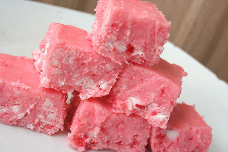 Pink Candy Cane Fudge 1 Pound About 18 Pieces, Christmas Fudge, Holiday Fudge, Christmas Candy, Candy Canes, Pink Candy Canes, Christmas image 1