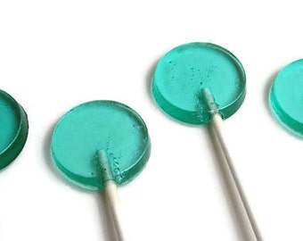 Light Aqua  Blue Lollipops -  Hard Candy Lollipops  - 6 Lollipop Pack - Cake Decorations, Wedding Favors, Party Favors