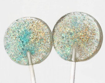 Blue and Gold Wedding Favor Lollipops Edible Glitter - 12 Lollipop Pack - Blue Wedding Favors, Gold Wedding Favors, Boy Baby Shower Favors