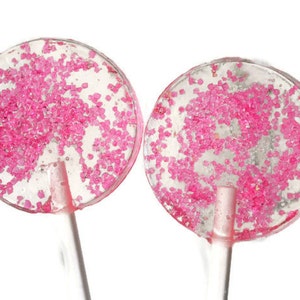 Wedding Lollipops - Hard Candy with Pink Sugar Crystals - 30 Lollipop Pack-  Wedding Favors, Party Favors, Baby Shower
