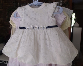 Baby eyelet dress  bubble hem 3-6mos By Little Me   fully lined all cotton white