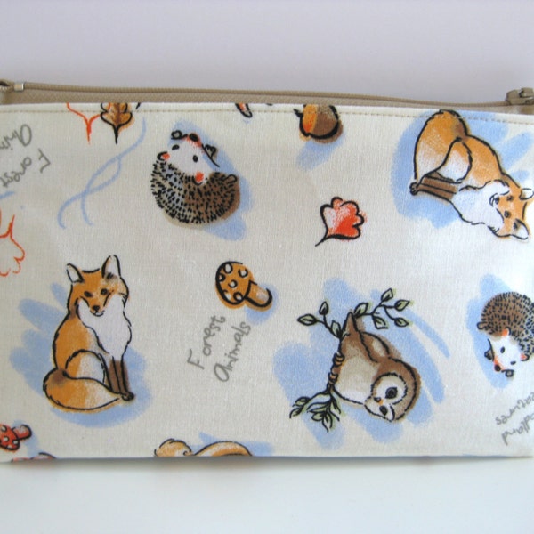 Woodland Creatures // Forest Animals // Fox // Squirrel // Owl // Porcupine // Mushroom // Pouch // Pencil Case // Pencil Pouch // Zipper