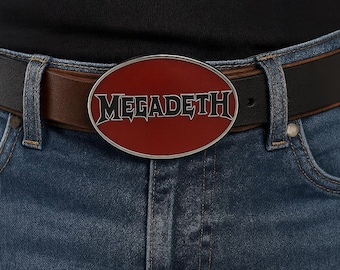 Cinturón de cuero marrón Megadeth – Cinturón rockero hecho a mano con tachuelas metálicas