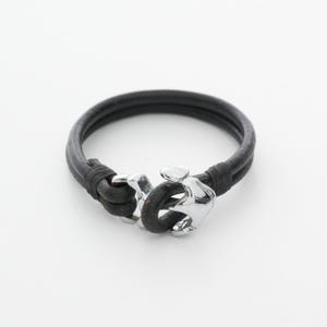Handmade Brown Leather Anchor Bracelet: Nautical Wrap Bracelet for Men