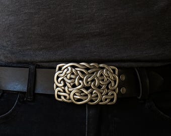 Ceinture Gothique Médiévale En Cuir - Boucle Celtique Nœud Argent Vieilli - Dark Dreams