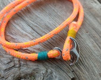 Neon Orange Double Wrap Rope Bracelet – Waterproof Hook Clasp Accessory