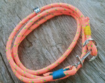 Handmade Anchor Double Wrap Bracelet – Neon Orange Rope Nautical Jewelry for Men