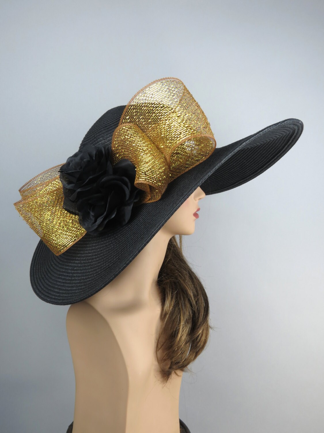 Gold Wedding Hat Kentucky Derby Hat 