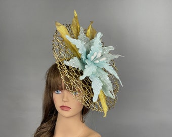 SALE Gold Headband Women Kentucky Derby Hat Party Fascinator Party Evening Women Hat