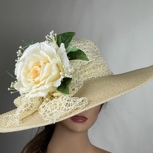 SALE Wedding Head shops Piece Kentucky Derby Wedding Cocktail Hat Summer Hat Wide Brim