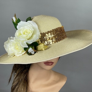 SALE Wedding Hat Head Piece Kentucky Derby Hat Wedding Cocktail Hat Summer Hat Wide Brim