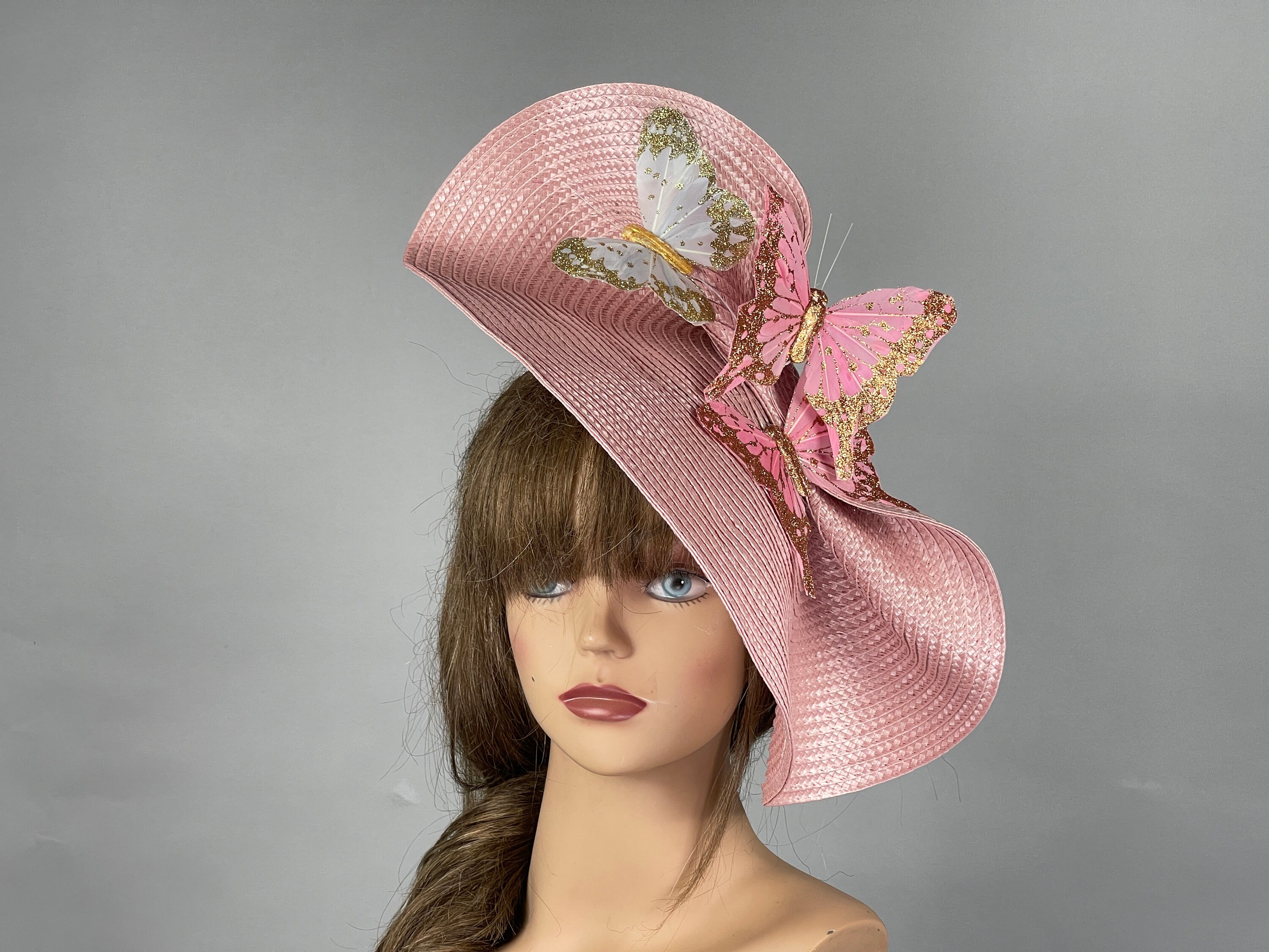 Butterfly Kentucky Derby Hat: Pink Fascinator Headband  display picture 2