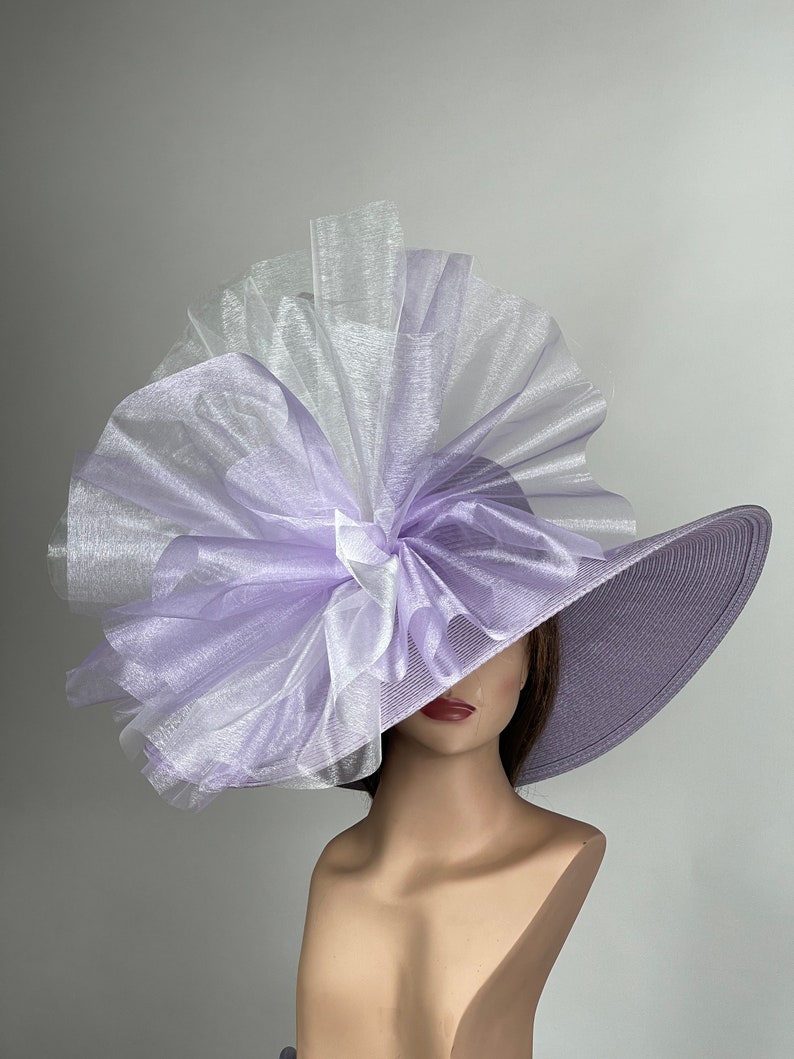 VENTE violet clair lavande fête thé Kentucky Derby chapeau mariage cocktail chapeau large bord de disquette image 3