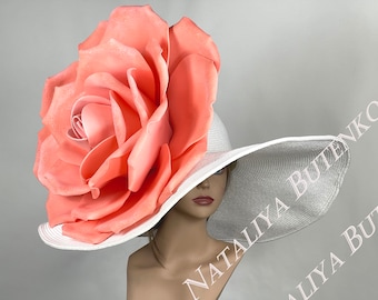 DERBY SALE Over Size 8 "Off White Hat Over Size Wedding Hat Kentucky Derby Hat Accesorio de boda Tea Hat Cocktail Hat Summer Hat Woman Hat