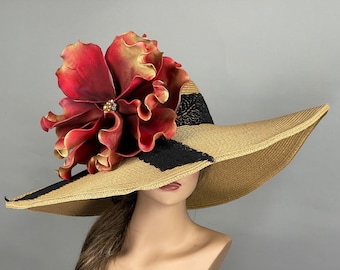 SALE Oversize Kentucky Derby Woman Hat Party Tee Summer Hat Wide Brim
