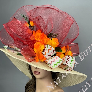 SALE Oversize Kentucky Derby Woman Hat Party Tee Summer Hat Wide Brim