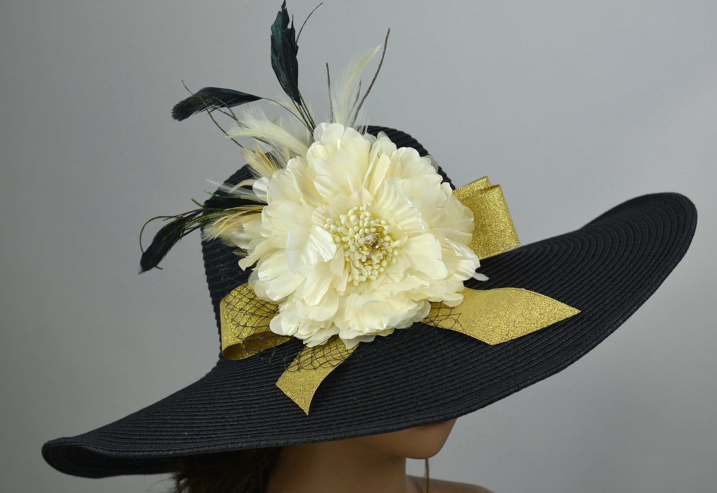 black and yellow wedding hats