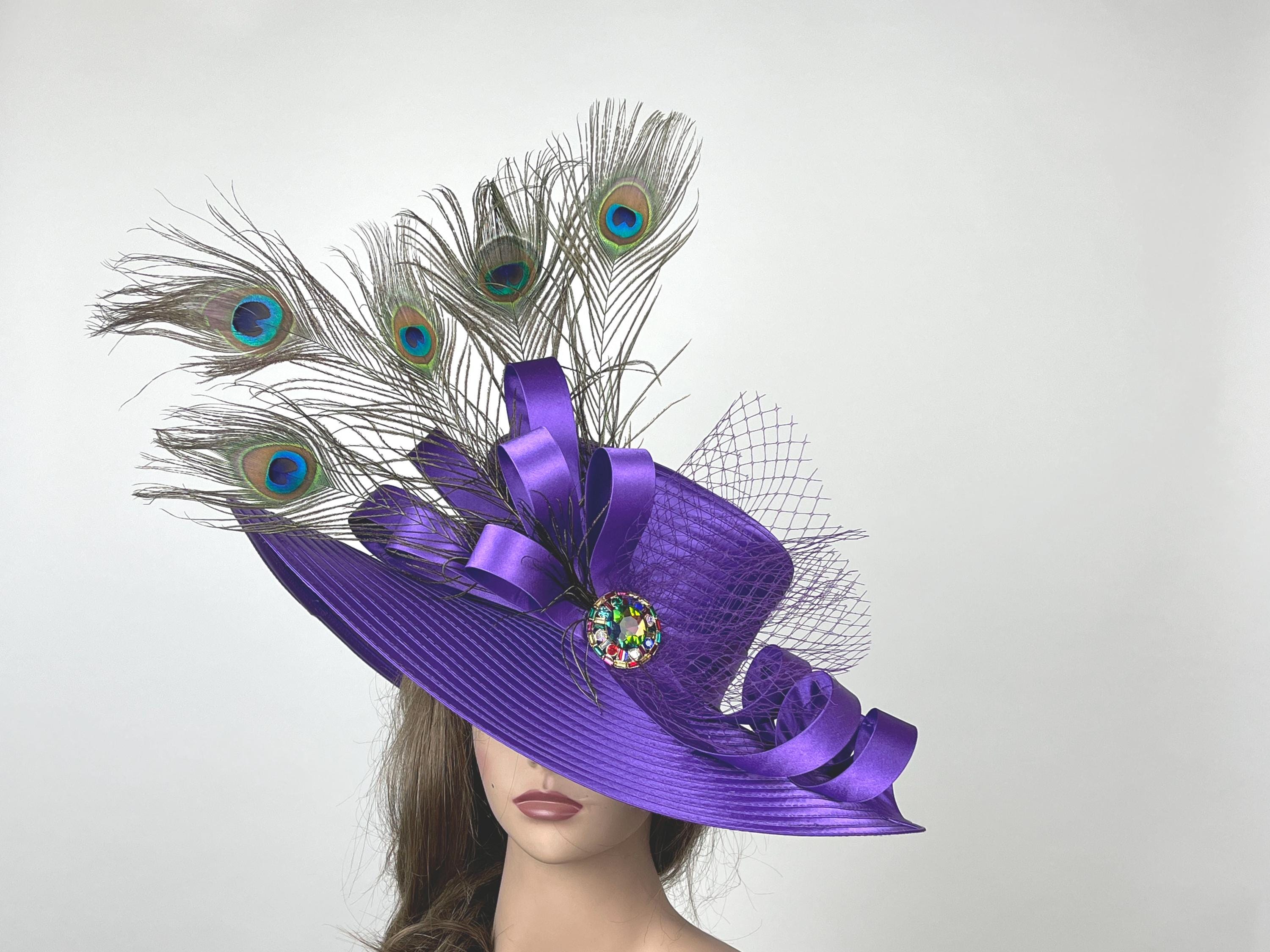 Purple Kentucky Derby Hat: Satin Wedding Fascinator With  display picture 1