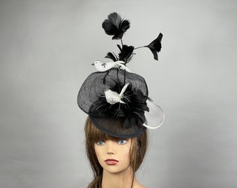 SALE Black Sinamay Kentucky Derby Fascinator: Wedding Tea Party Hat Church Woman Hat