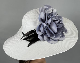 Sale Off White Gray Wedding Kentucky Derby Wedding Cocktail Woman Bride Hat Barmitsva Party Church Hat