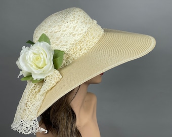 VERKAUF Breiter Krempe Hochzeitshut: Kentucky Derby Cocktail Sommerhut