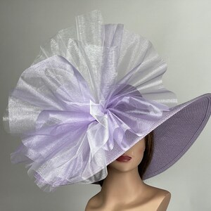 VENTE violet clair lavande fête thé Kentucky Derby chapeau mariage cocktail chapeau large bord de disquette image 2