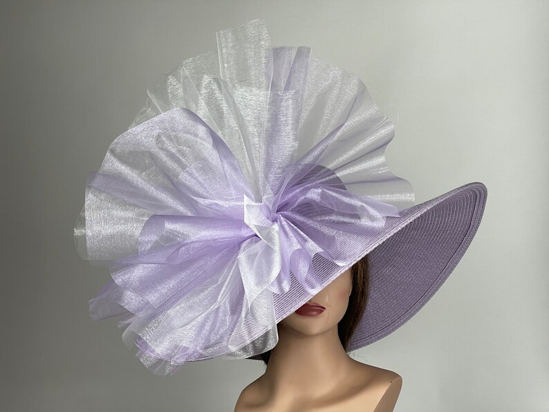 VENTE violet clair lavande fête thé Kentucky Derby chapeau mariage cocktail chapeau large bord de disquette image 2