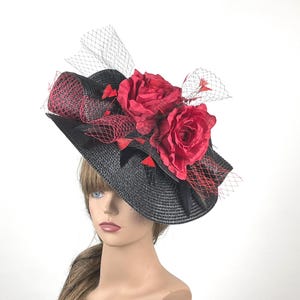 SALE Black Red Headband Women Kentucky Derby Hat Party Fascinator Party Evening Women Hat