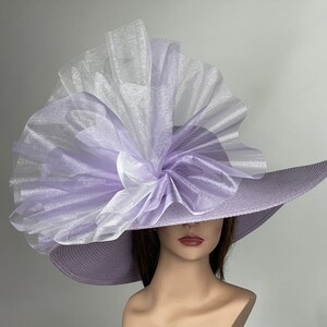 VENTE violet clair lavande fête thé Kentucky Derby chapeau mariage cocktail chapeau large bord de disquette image 6