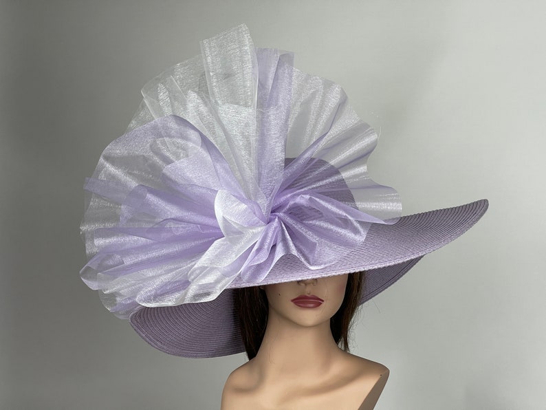 VENTE violet clair lavande fête thé Kentucky Derby chapeau mariage cocktail chapeau large bord de disquette image 6