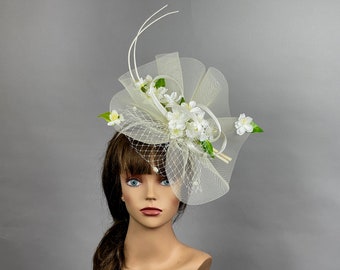 SALE Ivory Fascinator  Kentucky Derby Hat Party Headband Party Hat Women Hat