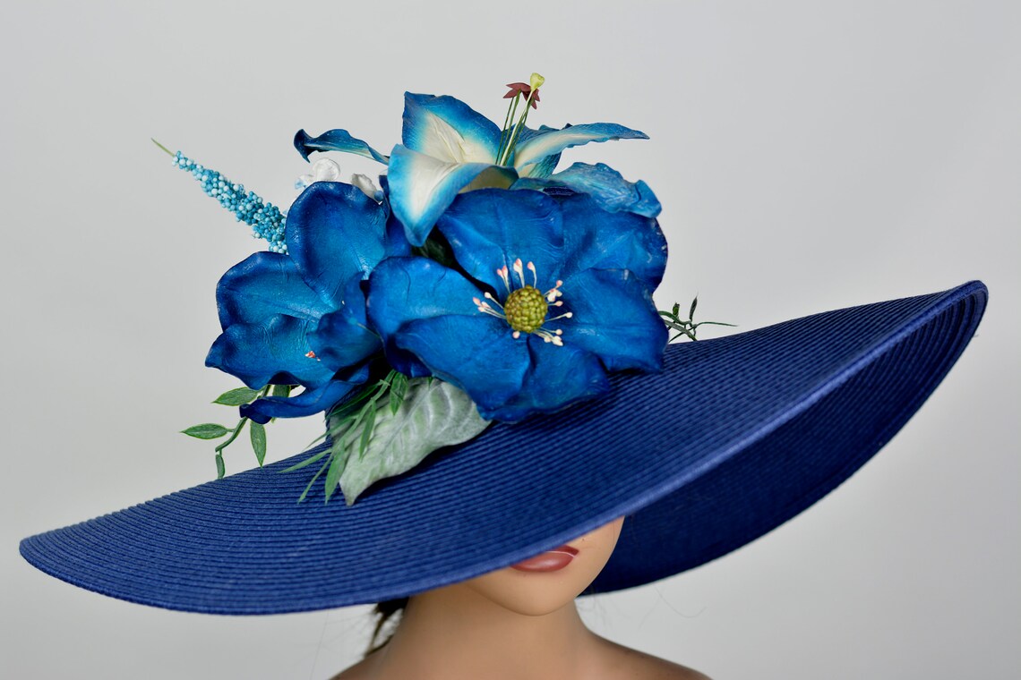 Summer Navy Blue Hat Party Hat Tea Hat Kentucky Derby Hat Etsy