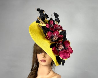 SALE Yellow Kentucky Derby Fascinator Headband: Party Hat Church Woman Hat