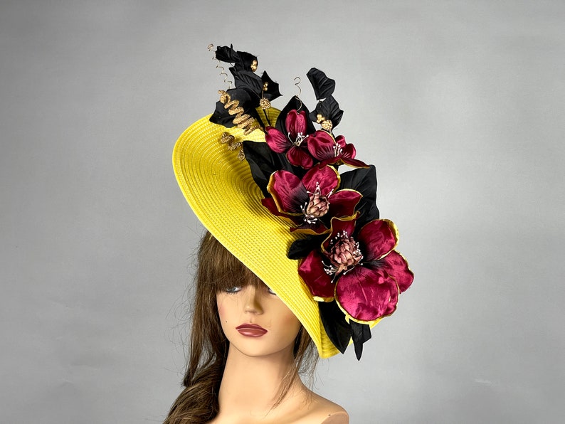 SALE Headband Yellow Women Kentucky Derby Hat Party Fascinator Party Evening Women Hat image 1